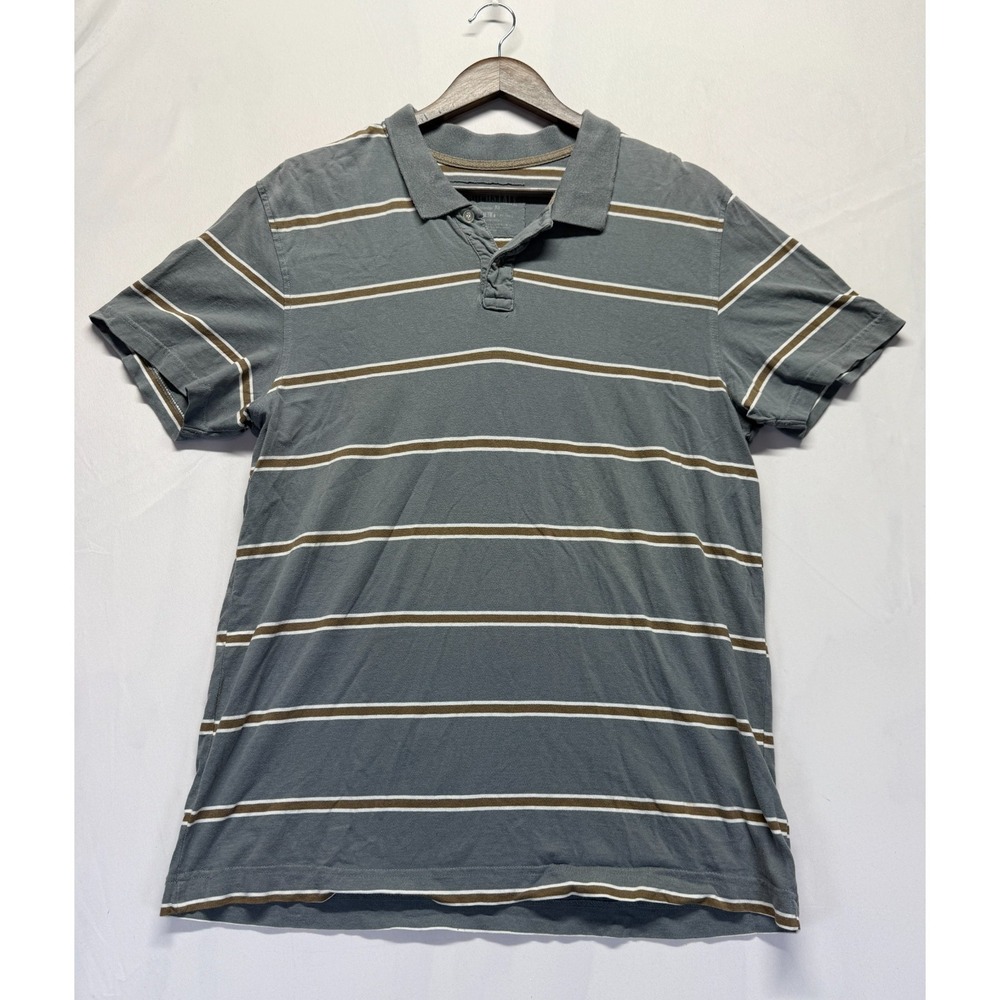 Aeropostale Polo Shirt Mens Large Gray Striped Cotton Golf Tennis Authentic Fit